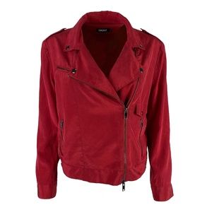 Amazing Vintage Y2K DKNY Silk Red Moto Jacket
